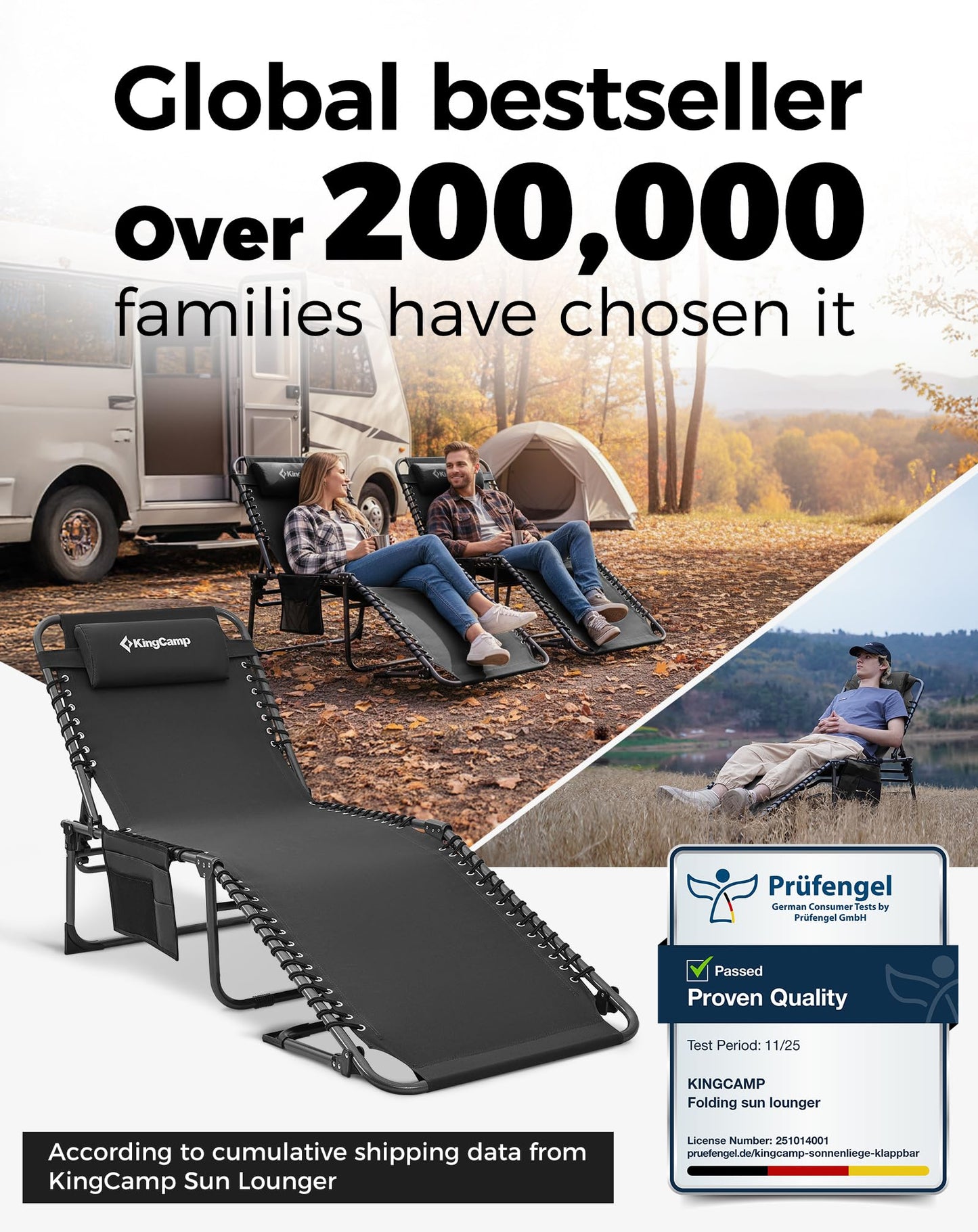 NEW | KingCamp Magnolia B40 Lounge Chair – 5-Position Adjustable Recliner