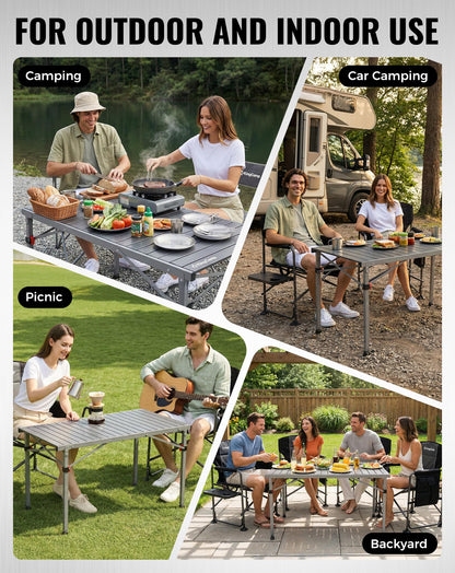 NEW | KingCamp AluVenture 10770 Aluminium Roll-Top Camping Table – 42.1 × 27.6in  Adjustable Height