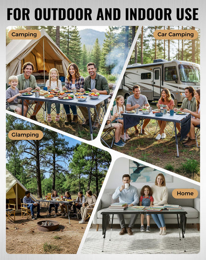 NEW | KingCamp AluVenture 14070 Aluminium Roll-Top Camping Table – 55.1 × 27.6in  Adjustable Height