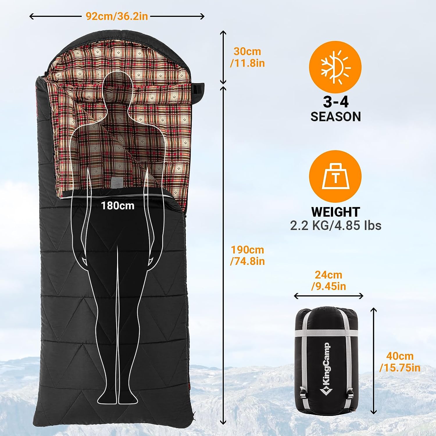 KingCamp 35F Oversized 3-4 Season Sleeping Bag