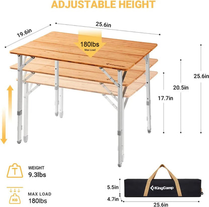 KingCamp 4-Folding Bamboo Table