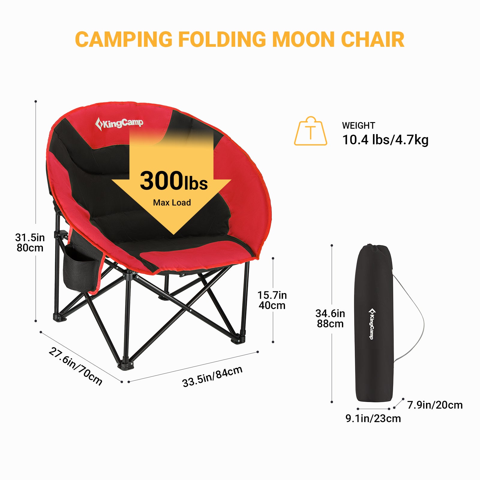 KingCamp Oversized Padded Round Saucer Moon Sofa Chair