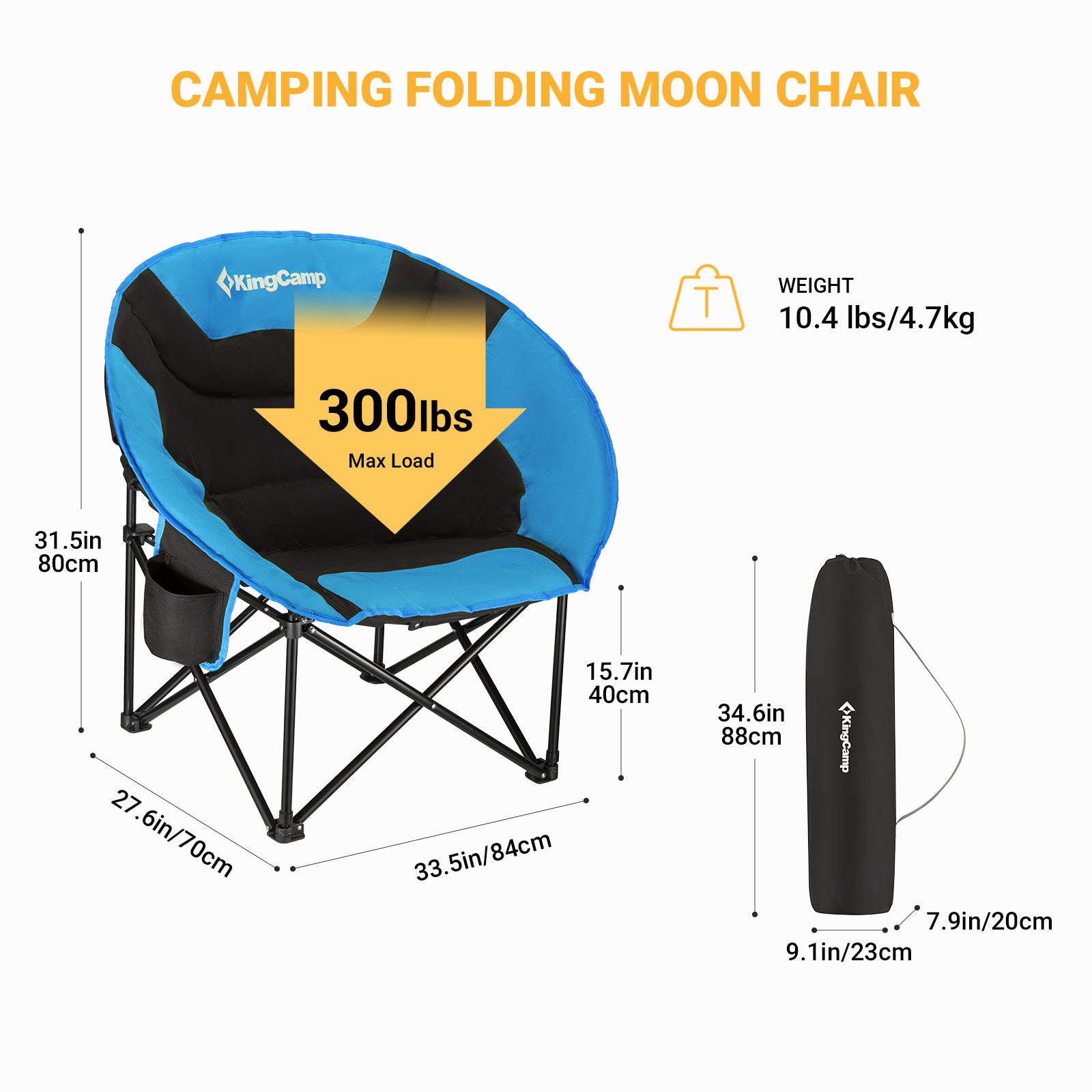 KingCamp Oversized Padded Round Saucer Moon Sofa Chair
